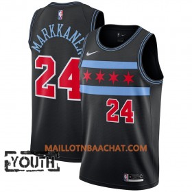 Maillot NBA Chicago Bulls Lauri Markkanen 24 2018-19 Nike City Edition Noir Swingman - Enfant